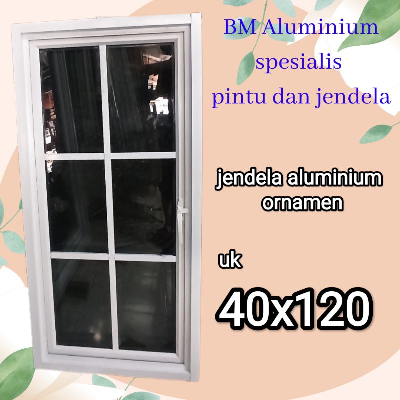 jendela aluminium 40x120 ornamen casement