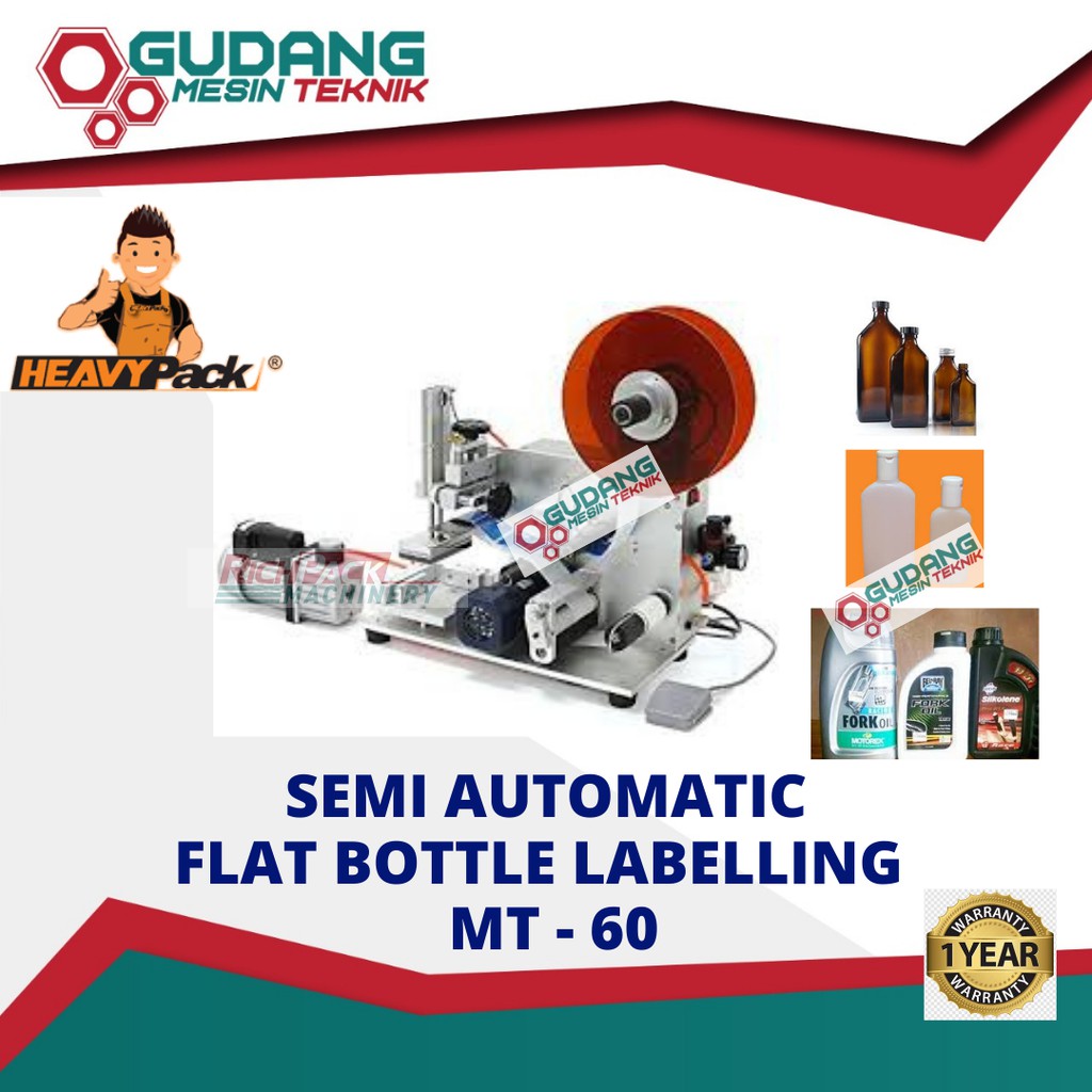 

MESIN LABEL BOTOL DATAR/FLAT BOTTLE LABELLING WITH CODING MT-60C