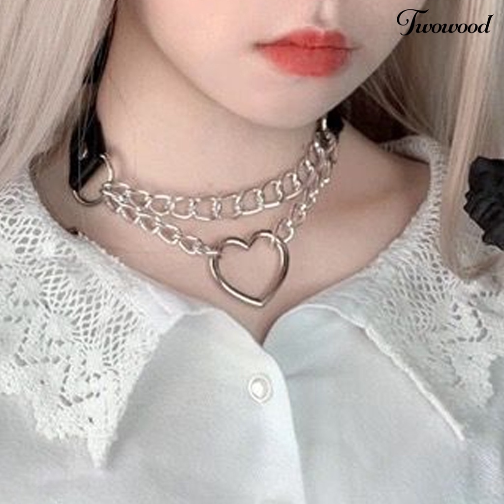 Kalung Choker Liontin Bentuk Hati Dapat Disesuaikan Gaya Punk Untuk Wanita