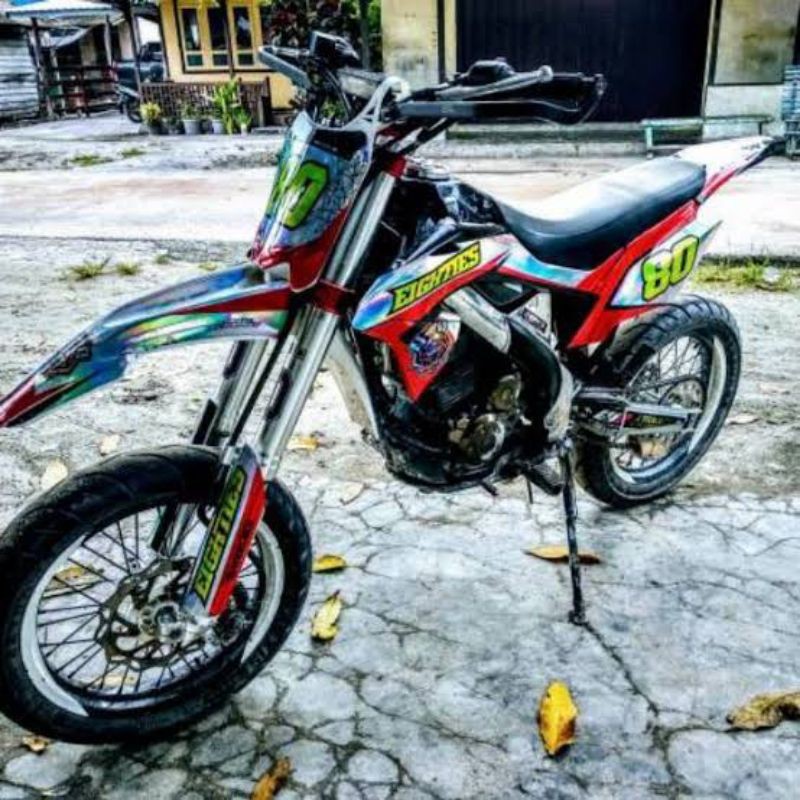 Decal sticker klx bf motif merah putih full crom pelangi