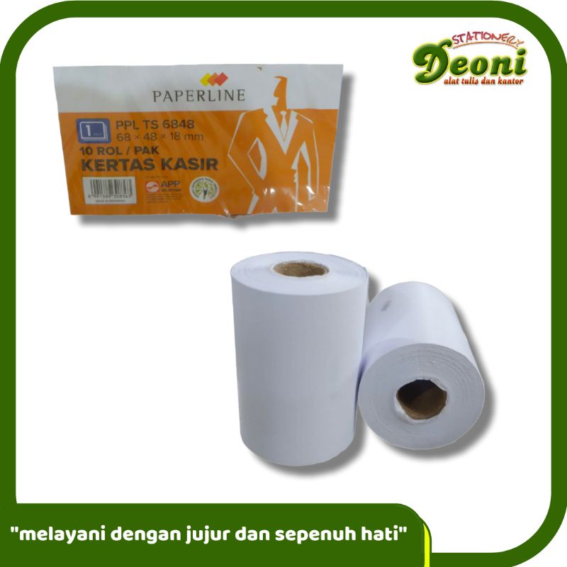 

Paperline Kertas Kasir / Kertas Teltruk 68mm x 48mm x 18mm 1 Rangkap
