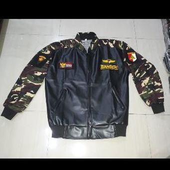 Jaket Kulit Banser kombinasi Full Logo Perekat