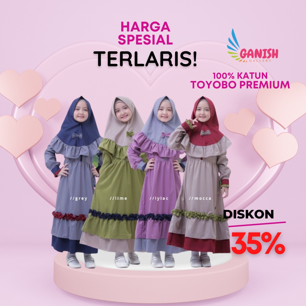 SALE Gamis Anak Muslim Perempuan Remaja Baju Gamis Anak Lebaran 2022 Zenia Katun Toyobo Jepang Premi