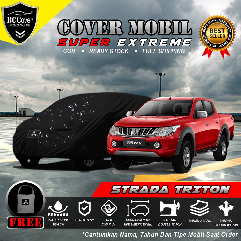 Body Cover Mobil Strada Triton Outdoor Waterproof / Sarung Mobil Mitsubishi Triton Waterproof / Selimut Tutup Strada Triton Penutup Mantol Kerudung Mantel Mobil Triton Waterproof Outdoor Anti Air