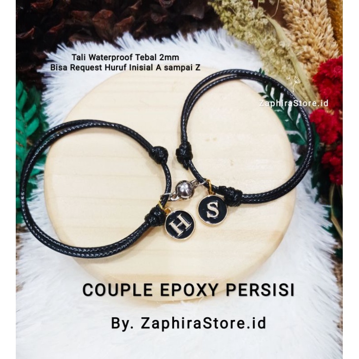 [PROMO] GELANG COUPLE MAGNET LOVE HURUF EPOXY PERSISI | GELANG TALI INISIAL