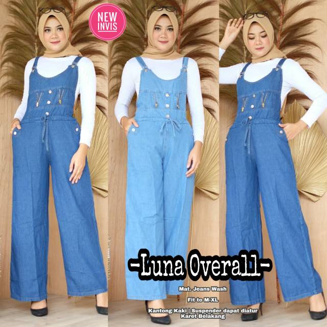 Jumsuit jeans baju kodok wanita ALEXA