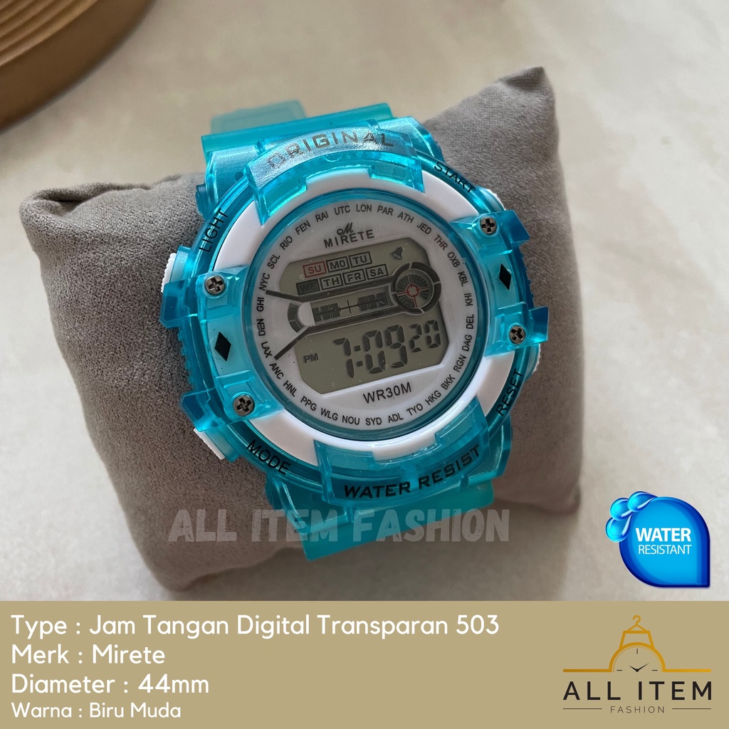 COD✅ Jam Tangan Digital Transparan Bulat Mirete 503 / Sport Watch / Jam Fashion