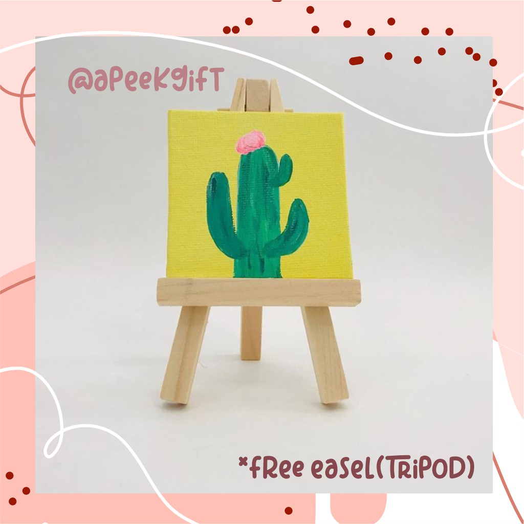 Lukisan Kanvas Mini Kustom(10x10) Kado Ulang Tahun Wisuda/ Custom Painting Mini Canvas (free tripod)