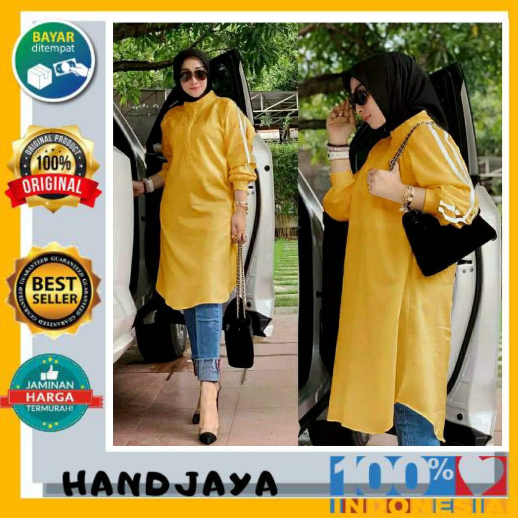 Tunik Wanita Terbaru 2020 Kekinian Murah Jumbo JULIANA Baloteli Mustard fit L+ Import Korea