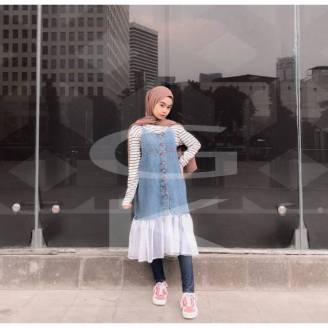 MIDI BUTTON OVERALL JEANS / OVERALL JEANS / MIDI OVERALL / OVERALL JEANS WANITA / OVERALL KANCING