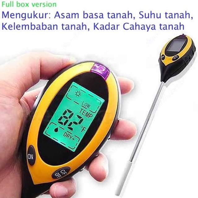 PH Meter Tanah Digital 4 in 1 / Soil Analyzer (PH, Moisture, Light, Temperature)