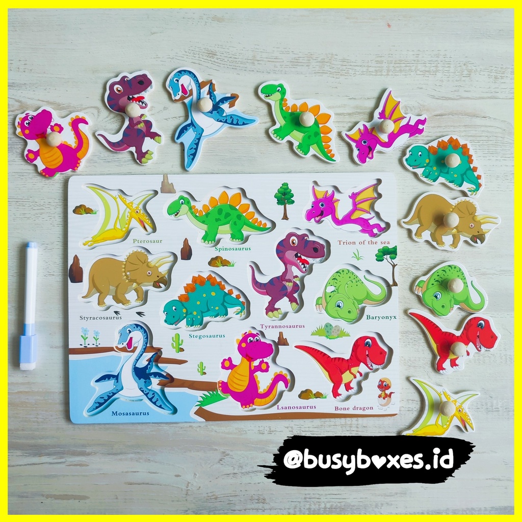 [busyboxes.id] Mainan Edukasi anak 3 tahun Wipe and Clean puzzle kayu spidol wipe and clean - transportasi