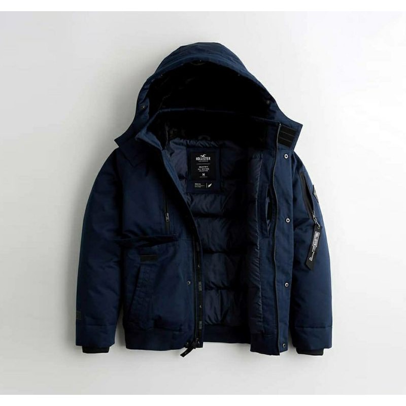 Jaket Winter Musim Dingin HOLLISTER Bomber Down Navy Original