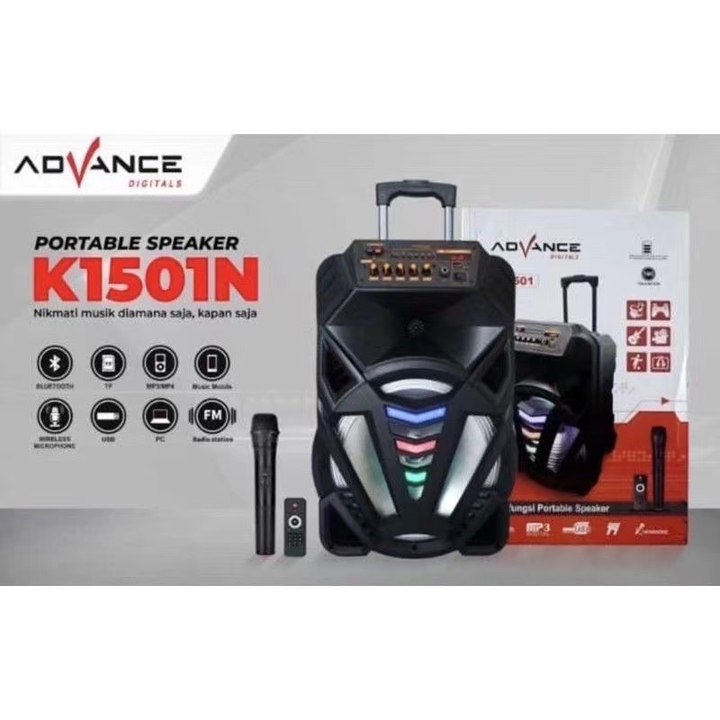 SPEAKER BLUETOOTH 15INCH ADVANCE K-1501 SPEAKER PORTABLE MEETING