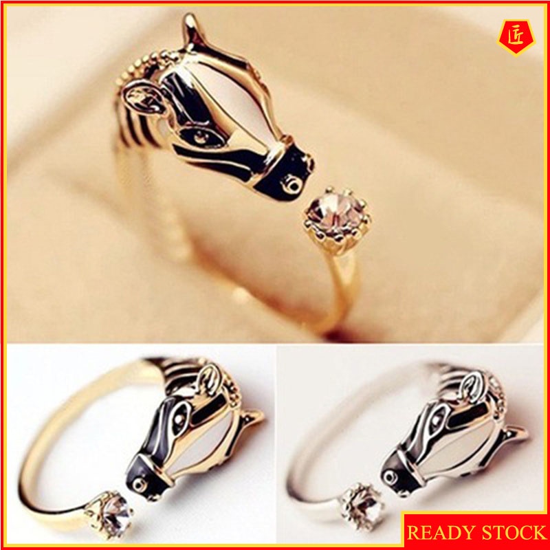 [Ready Stock]Creative Horse Head Diamond Animal Shape Ring