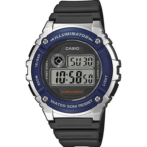 Casio Original W216H-1A / W-216H-1B / W-216H-1C 2A 2B 3B Jam Tangan Pria Digital Karet Hitam