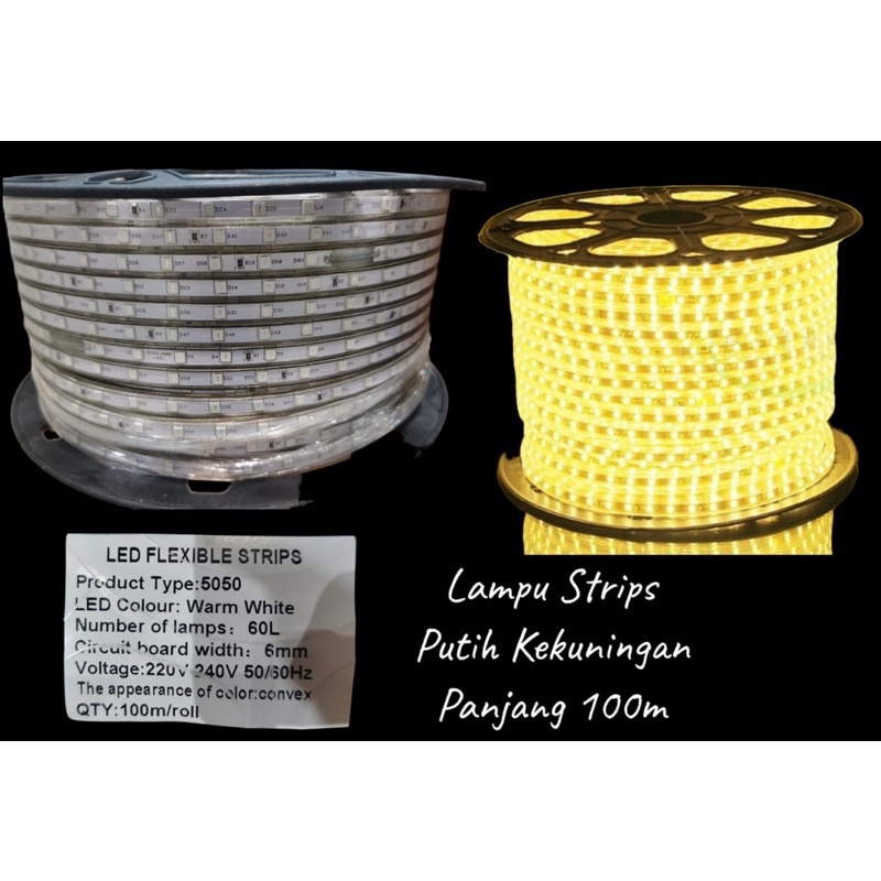 Lampu Selang LED Stripe 5050 SMD AC 220V 1 METER / Lampu Selang LED Waterproof / Lampu Outdoor and Indoor Plafon / Lampu Hias Kamar / Lampu Dekorasi Rumah / Lampu Aesthetic