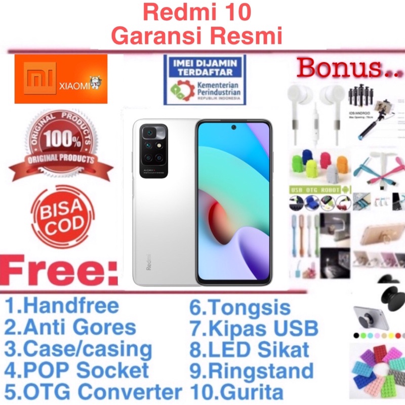 Xiaomi Redmi 10 6/128Gb dan 4/64Gb Garansi Resmi Xiaomi dan TAM Bonus komplit-0