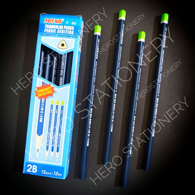 

Pensil 2B pencil joyko triangular grip blue box P-90 . 12 unit