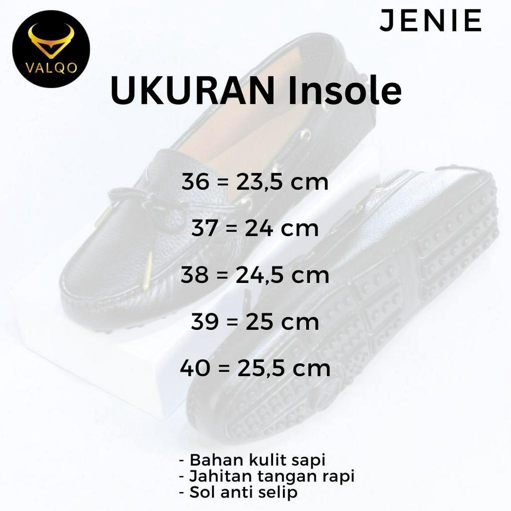 [VALQO] JENIE Hitam Sepatu Kulit Sapi Wanita Kantor Santai Loafer Flat Shoes Sole Anti Selip