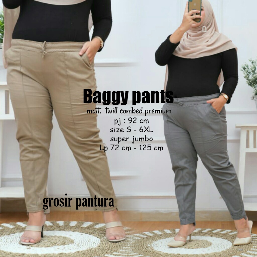 Baggy Pants Celana Panjang Kantor Jumbo Bahan Wanita Kerja Kain Katun Street Terbaru