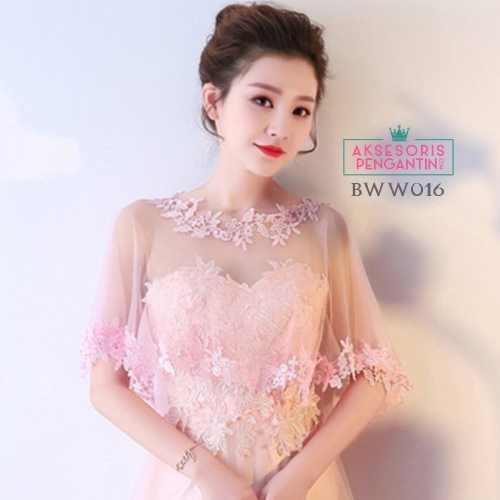 [BISA COD] CARDIGAN PESTA WEDDING LACE BOLERO PENGANTIN WANITA PINK BWW016