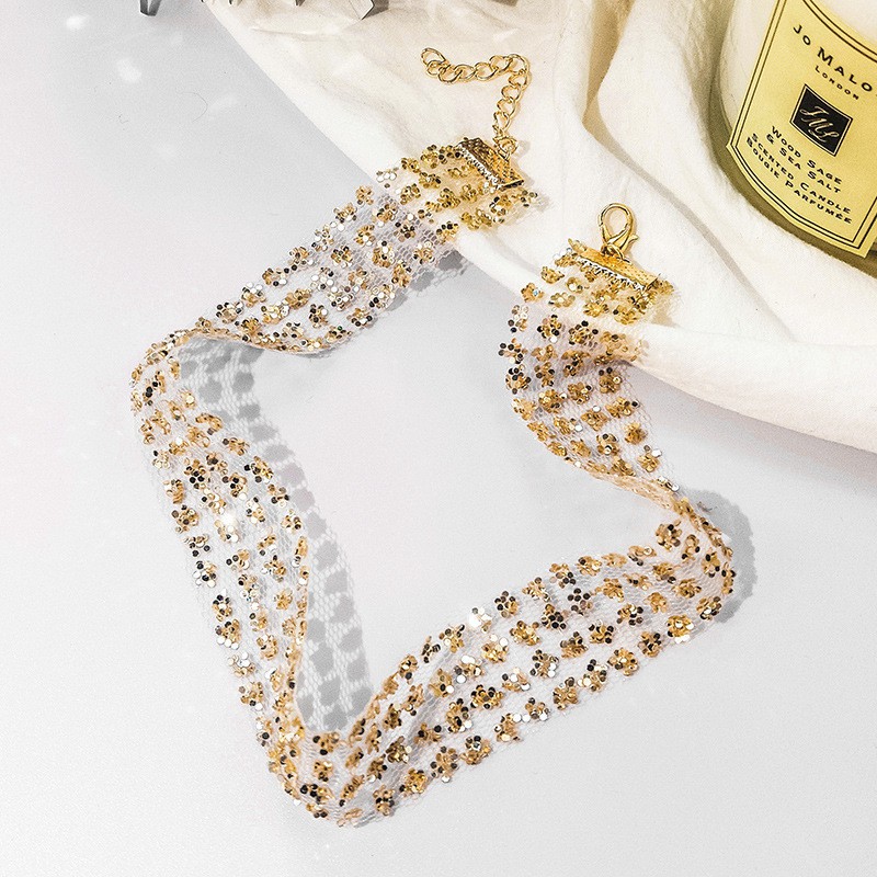 CH-06 kalung choker tali mutiara sequin transparan chocker jepang korea