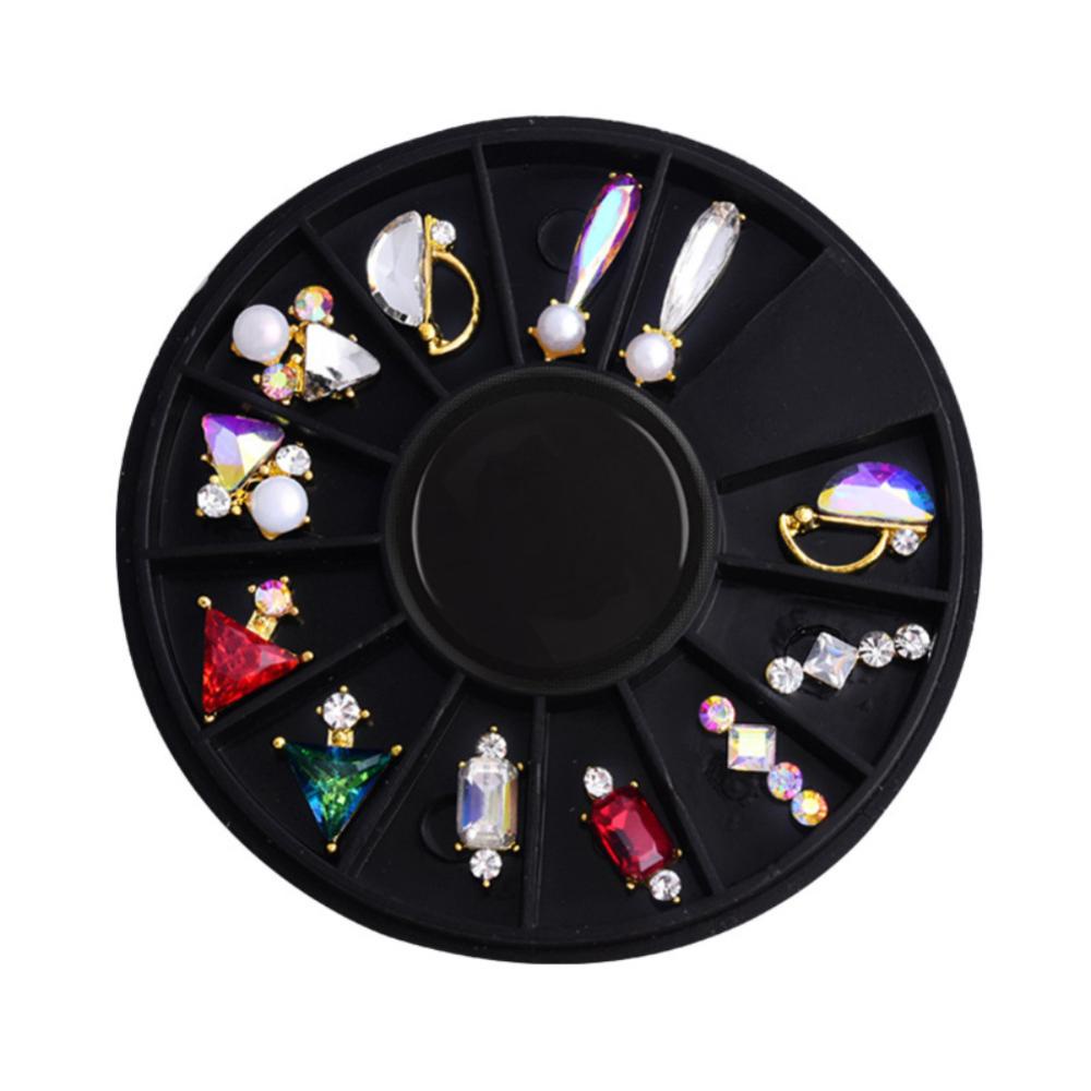 Timekey 12pcs / Set Hiasan Kuku 3D Asimetris Aksen Berlian Imitasi Bahan Alloy Untuk Nail Art A2K5