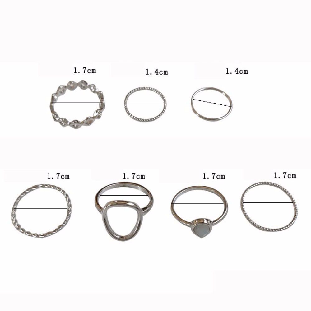 Needway  7Pcs/set Joint Ring Set Women Girls Fashion Accessories Rings Twist Chain Korean Metal Friend Gifts Vintage Tail Ring/Multicolor