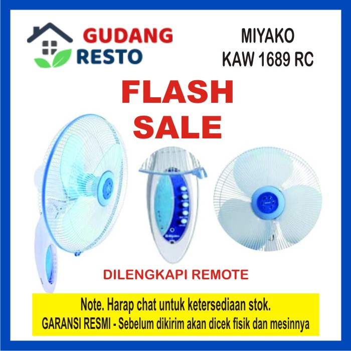 Miyako Wall Fan KAW 1689RC / 1689 RC Kipas Angin Dinding dengan REMOTE