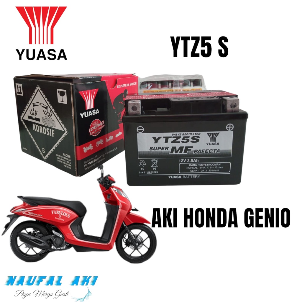 Aki Motor Honda GENIO Yuasa YTZ5s Aki semi kering