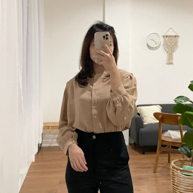 Blouse Kemeja Rayon Crinkle - Blouse Kemeja Formal Kerja - Blouse Korea