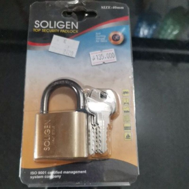 Gembok soligen Kuningan 40mm