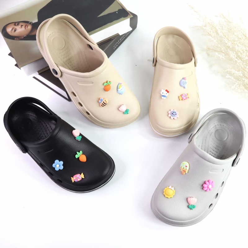 ( JEJE ) SANDAL BAKPAO WANITA CASUAL SLIP | SANDAL BAIM SLIP ON ANTI AIR EVA RINGAN EMPUK | SANDAL CROCS DISKON