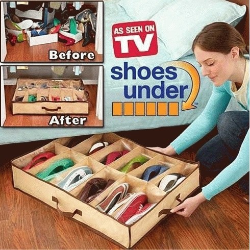 Underbed Under Bed Shoes Shoe Organizer Bag Tas Kotak Sepatu Sandal Shopee Indonesia