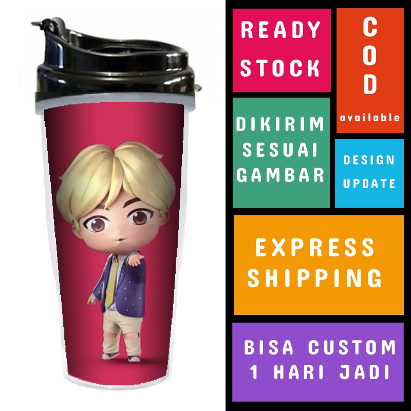 TUMBLER KPOP BTS MERCHANDISE BOTOL MINUM KPOP KADO ULTAH - BTS BT21 BT 21 - JIN