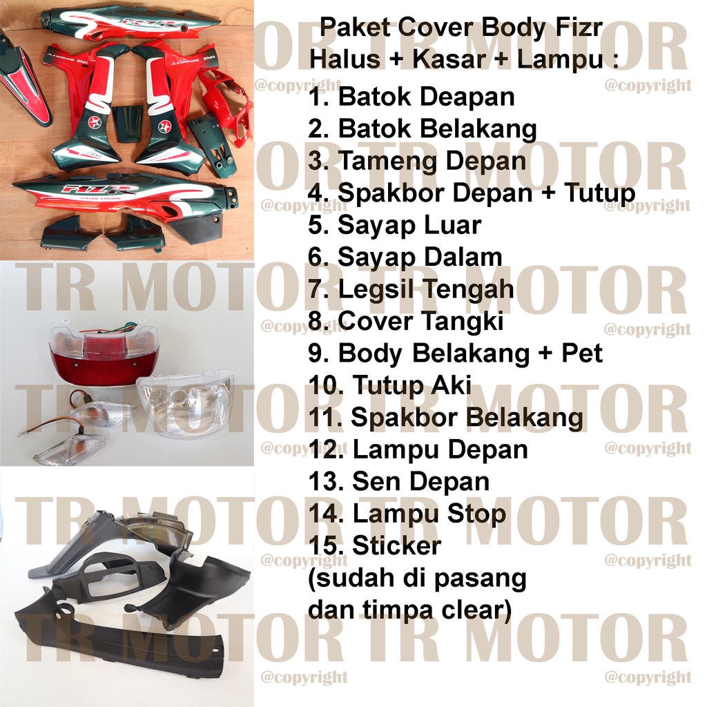 Cover Body Fizr F1zr Caltex Hijau Merah Full Set Halus Cover Bodi Yamaha Fiz r