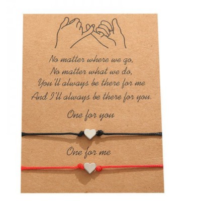 2pcs Gelang Tali Persahabatan Anyaman Krisan Bunga Matahari Fashion Wanita Korea Pria Couple Bracelet Daisy Adjustable fashion bracelet-Heart (2 pcs)