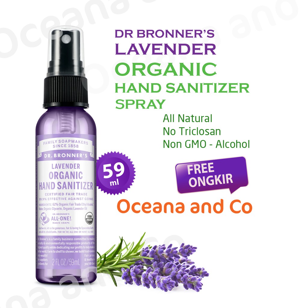 Organic Lavender Hand Sanitizers Dr. Bronner's 59 ml Murah Termurah