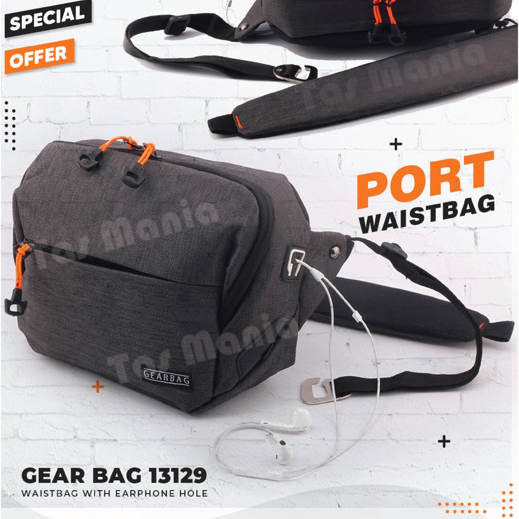 PTS -Gear Bag -  Port -13129 - Waistbag WITH EARPHONE HOLE BB - Tas Selempang Pria Tas Pinggang