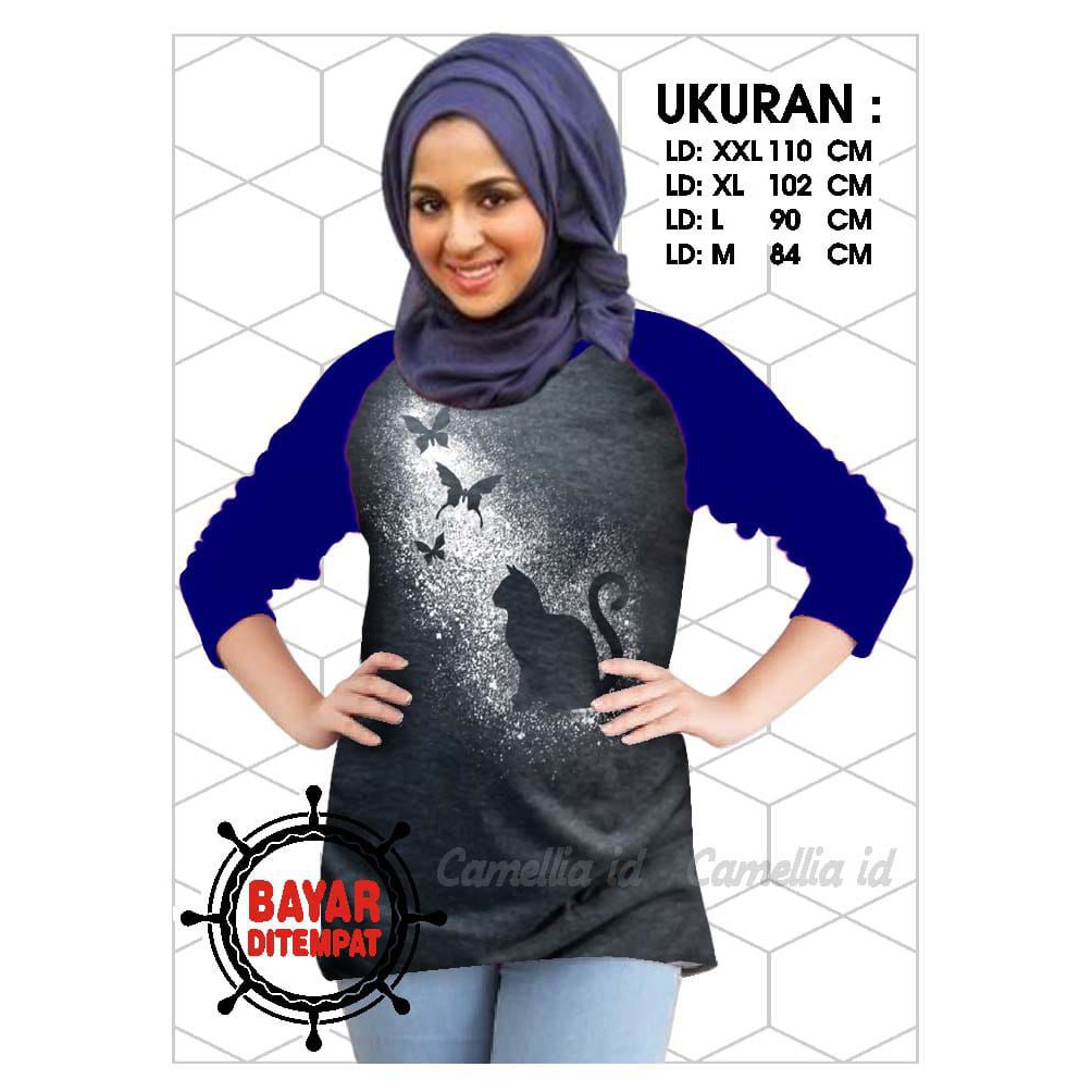 Kaos Raglan (KC.BOL)/Kaos Wanita Lengan 3/4/ Kaos Wanita/ Kaos Cewek/ Kaos Oblong/Misty