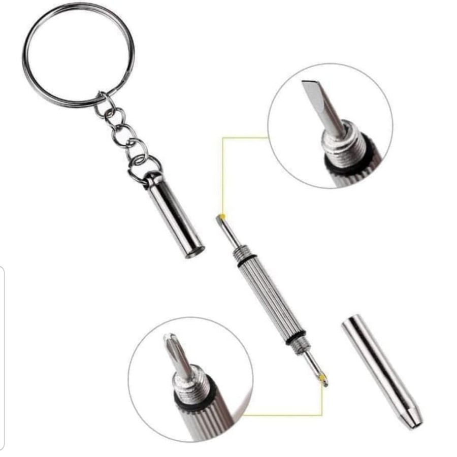 Gantungan Kunci 4in1 Obeng Plus Minus Mini Screwdriver Keychain EDC