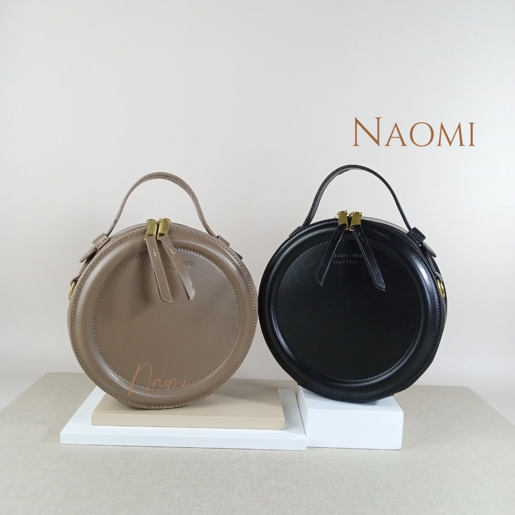 NAOMI - Veronica Sling Bag - Tas Import -Tas Selempang Premium - Bulat Round Kulit Sintetis PU Terbaru Modern - Tas Model Bulat - Latest Model Bag - naomi bag - tas bulat - tas circle - tas premium