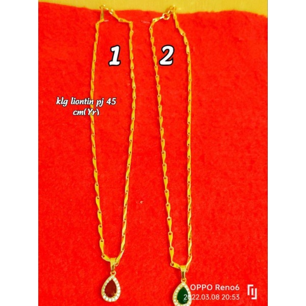 kalung padi 45 cm liontin lapis emas24k