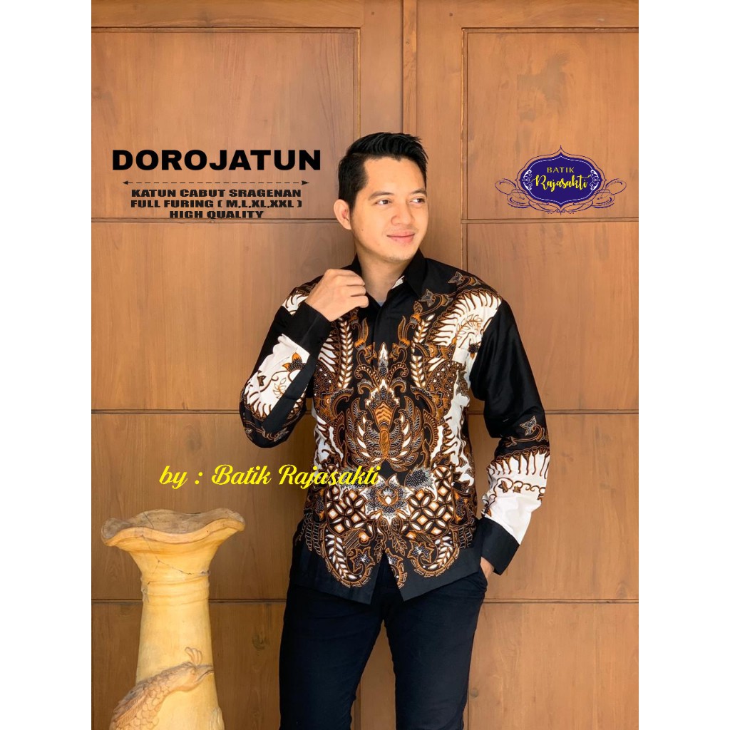 DOROJATUN Kemeja Batik Pria Lengan Panjang Katun Halus FULL FURING Rajasakti