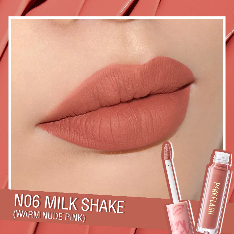 PINKFLASH Matte Lipstik Lembut Tahan Lama Pelembab Pigmentasi Tinggi Colors Pink Flash Gincu / BS