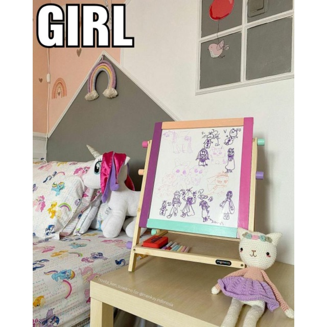 

PAPAN TULIS ANAK 2 SISI MENKAY 2in1 WARNA GIRL