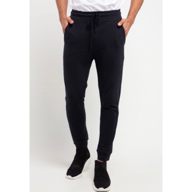 Celana Jogger Hush Puppies Slim Fit Cotton Black Original Sweatpants