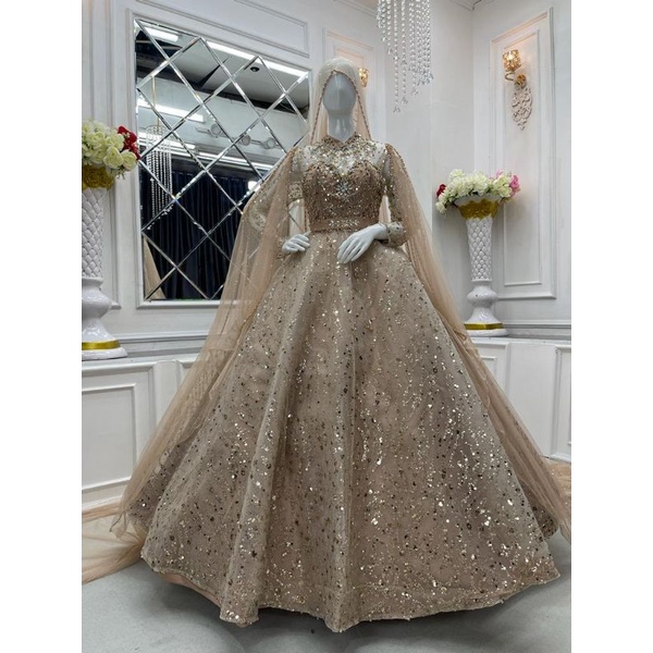 Gaun pengantin crinoline/Gaun pengantin/Gown pengantin mewah/Wedding dress