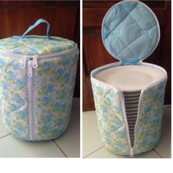 [KODE V] TAS PIRING BUSA 26,5 cm JUMBO Anti Debu - Tempat Piring Lapis Busa Tertutup - Sarung Piring